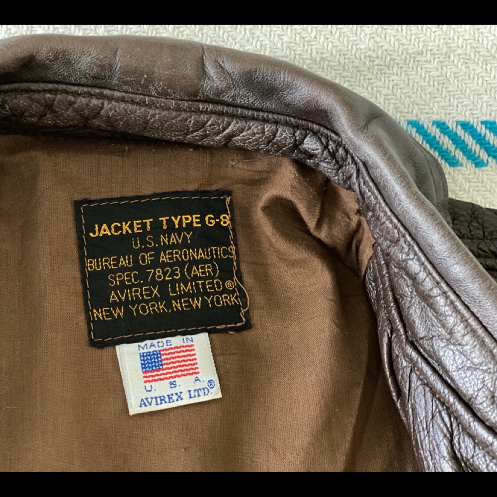 Avirex Vintage US Navy Leather G-8 Jacket Size L